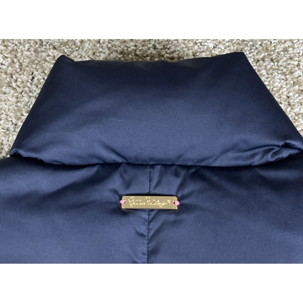 Lilly Pulitzer Down Puffer Vest Navy Blue w/Floral Lining Full Zip Women's Small - Picture 9 of 12